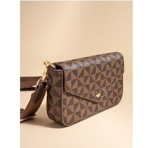BUNDLE: Francesca’s Sophia Checkered Envelope Handbag with Checkered Pouch